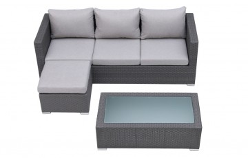 Cannes 4 személyes kerti bútor szürke rattan fonattal